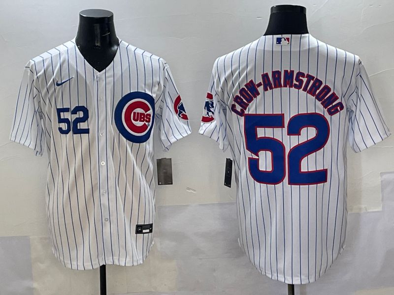 Men Chicago Cubs 52 Crow-Armstrong White Stripe Game 2025 Nike MLB Jersey style 2